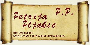 Petrija Pljakić vizit kartica